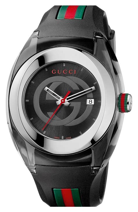 gucci watch rubber band|Gucci watch with interchangeable bands.